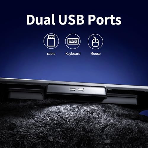 KeiBn Laptop Cooling Pad, Gaming Laptop Fan Cooling Pad with 15 Quiet Fans, RGB Laptop Cooler for 10-17.3 Inch, 4 Height Stands, 2 USB Ports - Blue - Image 6