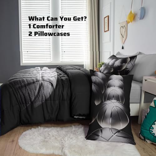 Basketball Comforter Set Queen Size for Boys Kids Teens All Season Sports Theme Basketball Bedding Sets Teenage Bedrooom Bed Set 3 Pieces with Pillowcases, - Image 3