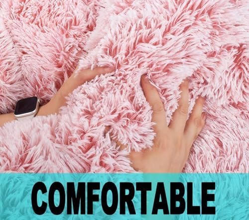 Fluffy Bean Bag Chair for Kids, 2.5FT Round Memory Foam Filled Bean Bag for Teens & Kids, Ultra Soft Faux Fur Fabric Bean Bag Chairs for Playroom, Living Room, Bedroom,Pink - Image 4