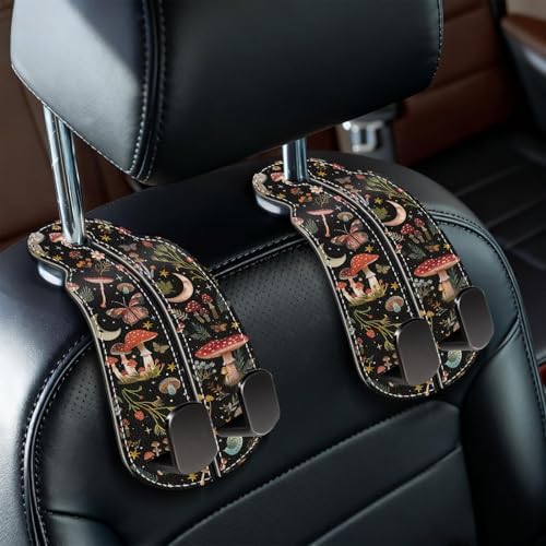 Blusabaca 2PCS Car Seat Headrest Hooks, Purses Bags Holder, Cute Mushroom by Blusabaca