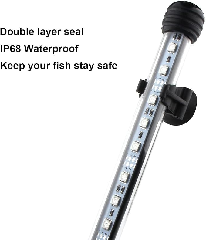 LED Aquarium Light, 2 Pack 15 inches Fish Tank Light RGB Color Underwater Light Submersible Crystal Glass Lights, 42 LED Beads, Brightness Adjustable Memory Function, LED Light bar Stick - Image 3