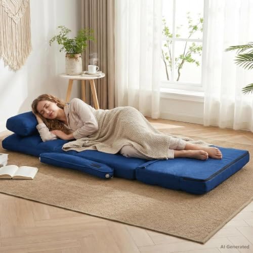 Comfy Floor Chair with Adjustable Backrest, Gaming Sofa Chairs (Navy Blue) - Image 3