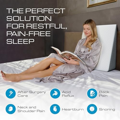 Kolbs Bed Wedge Pillow for Sleep Apnea, FSA Eligible Acid Reflux, and Back Pain Relief, with Chic Jacquard Cover - Headboard Wedges for Sleeping (Standard Width 7.5" Height) - Image 2