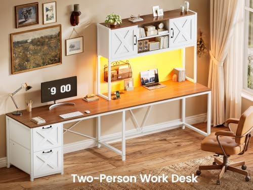 SEDETA Reversible Farmhouse L Shaped Computer Desk with Drawers, Hutch - Image 3