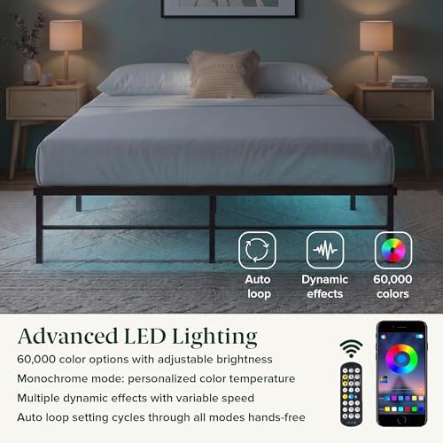 Zinus Rumi Heavy Duty Metal Platform Bed Frame, RGB LED Lights, Twin - Image 3