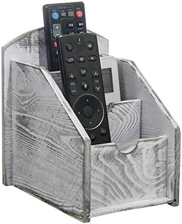 3 Slot Rustic Wooden Remote Control Frame Media Organizer, Office Supply Storage Rack,Pen storage box (Grey) by VERGOODR