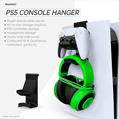 PS5 Game Controller & Headphone Hanger Console Mount for PlayStation PS5 DualSense Gamepad, Hook-On Hanger Bracket - Black - Image 2