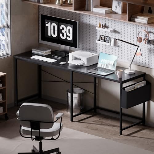 Pamray 47 Inch Reversible L Shaped Gaming Desk Corner Computer Desk with Storage Bag Home Office Table for Writing Study Grey - Image 2