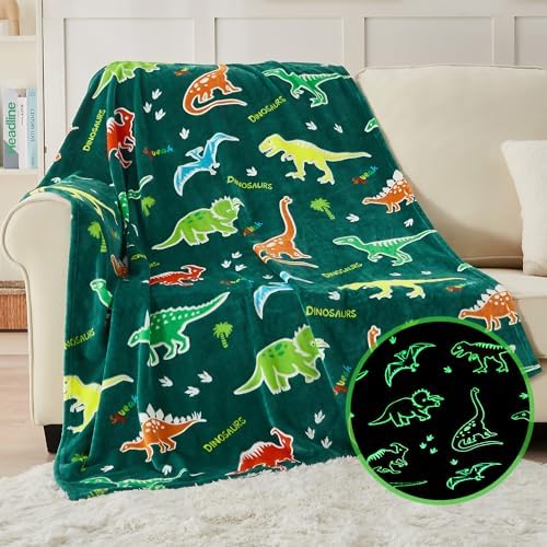 SOCHOW Glow in The Dark Dinosaur Blanket, Green 50 x 60 Inches by SOCHOW