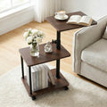 Modern Farmhouse Rolling Side Table with Wheel for Living Room, Adjustable Height Swivel End Table for Different Seating Types, Ideal for Couch, Sofa, Recliner and Living Room, Walnut-Look by Bingyouth