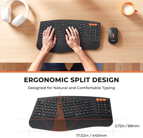 MEETION Ergonomic Split Keyboard and Mouse Combo, Bluetooth Wireless - Image 3