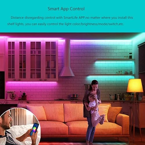 Smart Under Cabinet Lighting Strip Lights White & Color Changing Dimmable Work with Alexa Google Smart Thing Phone App, RGB Multi Colored Lamp for Kitchen Counter Light Fixture (6 Lights Bar Kit) - Image 3