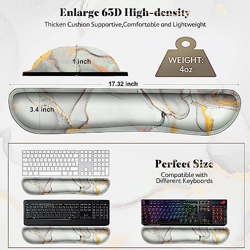 Gimars 17.3'' Extended Keyboard Wrist Rest Pad with 63D High-Density, Firm Memory Foam, Anti-Slip Rubber Base and Ergonomic Design for Typing Pain Relief,Office,Gaming,Computer, Laptop,Cloud Gray Gold - Image 6
