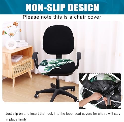Smiry Stretch Printed Office Computer Desk Chair Seat Covers | Stretch Fit, Soft Fabric Universal Rotating Chair Cover, Washable Removable, Anti-Dust Seat Cushion Protector - Image 3