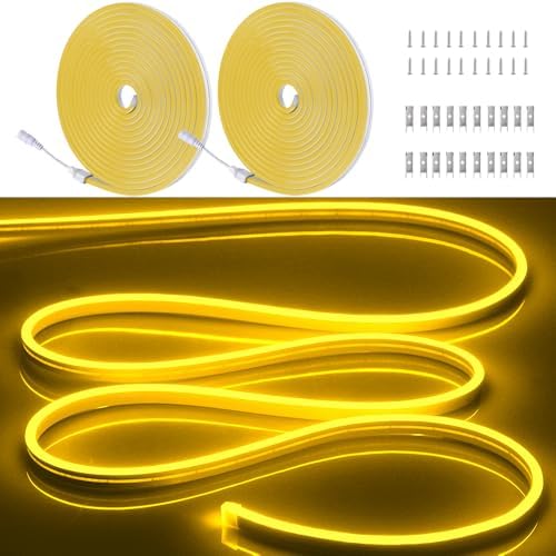 Neon Light Strip/32.8FT/10M Flexible and Waterproof LED Rope Light with Mounting Clips for Indoor & Outdoor Use, [Power Adapter Not Included] Yellow by OWOFYDRForprofessional