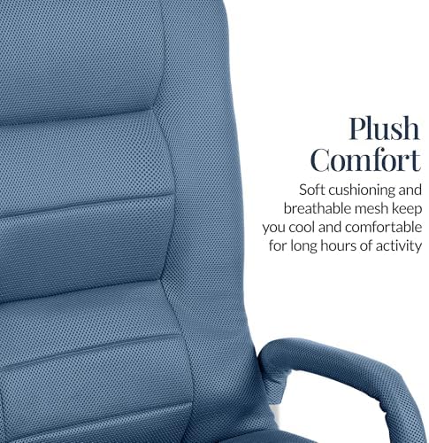 Best Choice Products Swivel Gaming Chair 360 Degree Multipurpose Floor Chair Rocker for TV, Reading, Playing Video Games w/Lumbar Support, Armrest Handles, Adjustable Foldable Backrest - Dusty Blue - Image 5