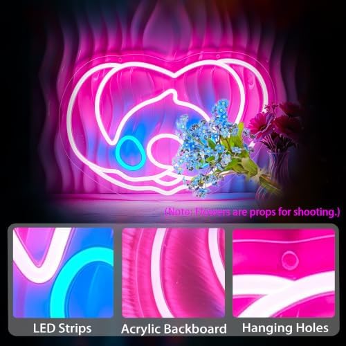 bkuupau Neon Signs for Wall Decor, Pink Anime Led Sign Neon Light up Signs - Image 6