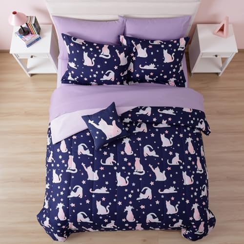 Full Size Comforter Sets for Girls - 7 Pieces Cute Cat Full Bedding Set - Image 7