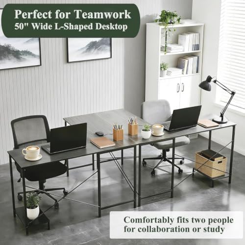 L Shaped Desk, 50 Inch Reversible Computer Desk Corner Gaming Table with CPU Stand, Sturdy Metal Frame PC Workstation for Home Office - Image 5