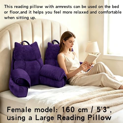 Reading Pillow for Bed with Arms, Back Support, Memory Foam（Grape, Large） - Image 5