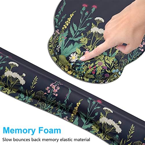 Dapesuom Keyboard Wrist Rest and Mouse Pad with Wrist Support, Cute Memory Foam Cushion for Keyboard and Mouse Set, Ergonomic Pad Rests with Non Slip Base for Easy Typing & Pain Relief, Elegant Flower - Image 3