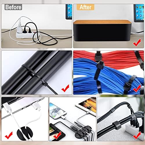 128PCS Cable Management Box 3Pack Cable Management Kit for Power Strip to Hide Wires,Cord Hider Boxes,Cord Box Safe ABS Material Wire Organizer of Cable Clips Sleeve for Home & Office, Black - Image 5