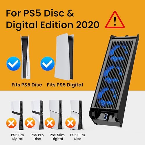 KIWIHOME Cooling Fan for PS5 2020, Quiet Cooler with Auto Speed USB3.0 - Image 2