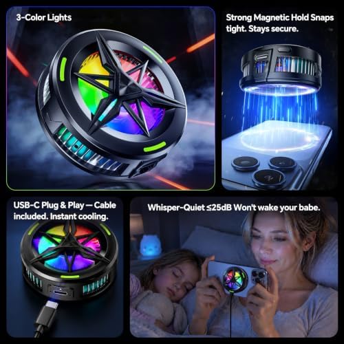 Magnetic/Clip-On USB Phone Cooler for Gaming/Video/Live/Vlog,Cell Phone Fan - Image 5