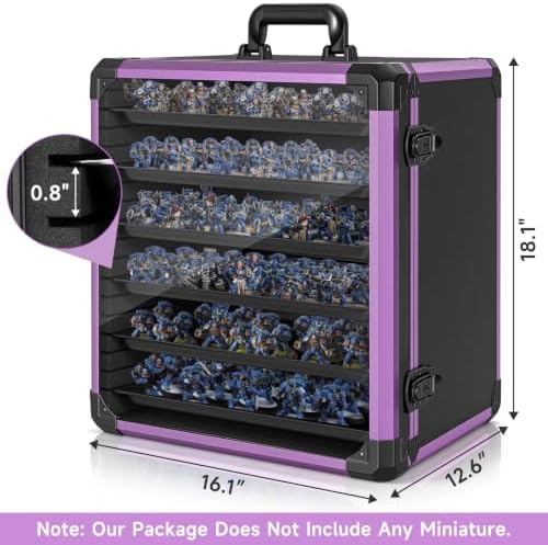 WELIDAY Miniatures Storage Case Miniatures Transport Case Aluminum Alloy Frame with Lock (X-Large Size) - Image 2