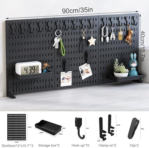 Pegboard Wall Organizer Panels.Clampable Desk & – No Drill Pegboard Shelf for Office, Gaming, Home, 90 x 40 cm, Enhances Workspace & Reduces Distractions - Image 2
