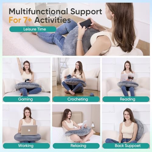 Reading Pillow for Gaming, Lap Desk Pillow Crochet Pillow Ergonomic Arm Support for Sitting in Bed or Couch, Pain Relief and Fatigue for Gaming, Reading, Crocheting, Playing & Working - Image 2