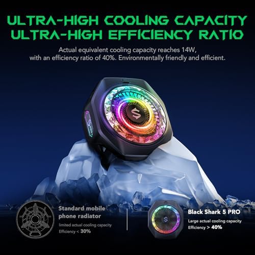 Black Shark Magnetic Phone Cooler 5 Pro - 18 Addressable RGB LEDs, Detachable Grip, APP-Controlled Thermostatic Cooling Fan for iPhone MagSafe/Android/iPad -Gaming/Streaming/Photography - Image 5