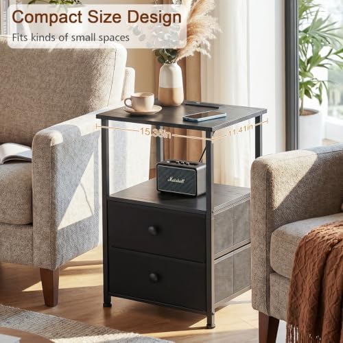 LOAKEKEL Nightstands Set of 2, Night Stand with Charging Station - Image 6