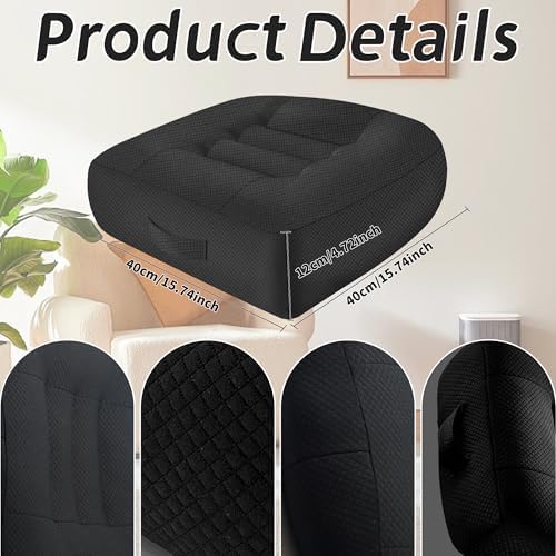 Car Booster Thick Height Adjustable Seat Cushion with Breathable Mesh Cover, Portable Seat Cushion for Driving, Office Chairs Wheelchairs Trucks SUV's and Home Use Black - Image 3