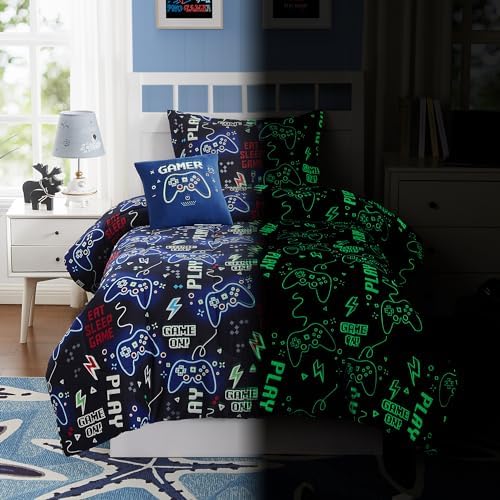 Boys Full Size Bedding Set -4 Pieces Gamer Bedding Full Size Comforter Sets by KaleidoSpaceHomeCollection