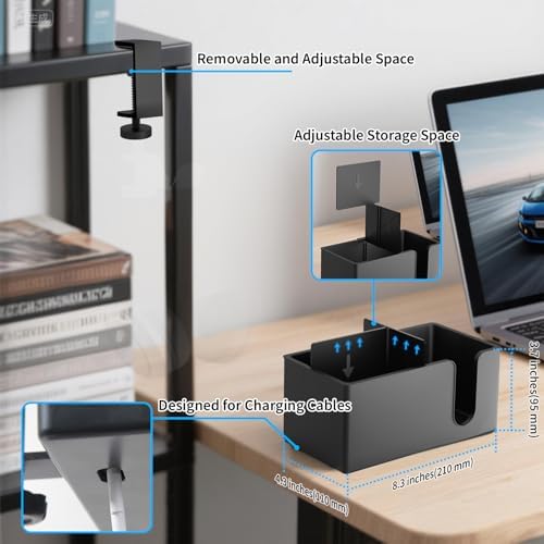OOKUU 3-in-1 Desk Organizer - Large Desk Cup Holder Clamp, Pencil Holder and Phone Stand - Detachable Anti-Spill Table Cup Holder, Office & PC Gaming Desk Accessories for Cup, Phone and Pen (Black) - Image 4