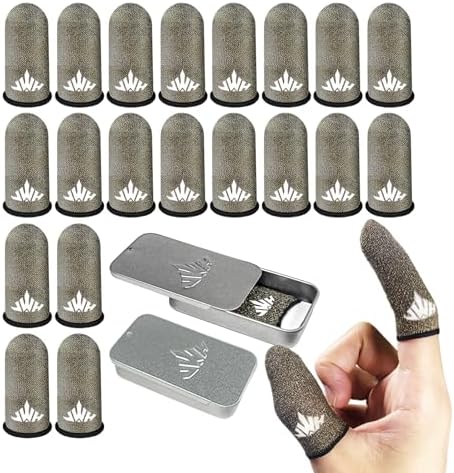 JWH Ultra-Thin Pure Silver Fiber Gaming Finger Thumb Sleeve, Silky Sensitivity,20 Pack Guantes para Dedos dedales Gamer profesionales,with 2 pcs Storage Box,Dedales Gamer,for PUBG Gaming Cots​ Gloves by JWH