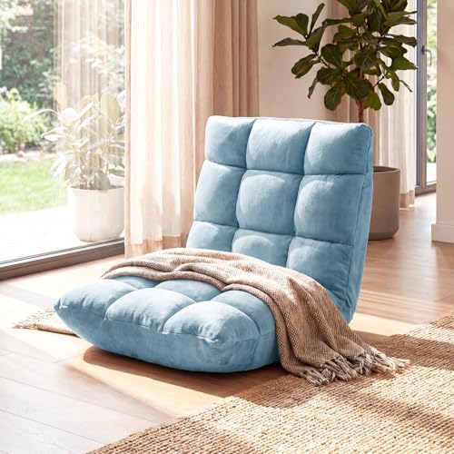 COSTWAY Floor Chair, Video Gaming Chairs with Back Support (Mint Blue) - Image 2