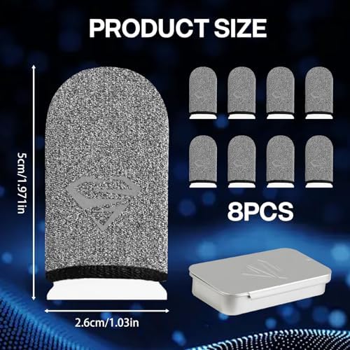 Gaming Finger Gloves Sleeves, Profesionales Breathable Sweatproof Touch Screen Mobile Silver Fibers Finger Sleeve Thin - Image 3