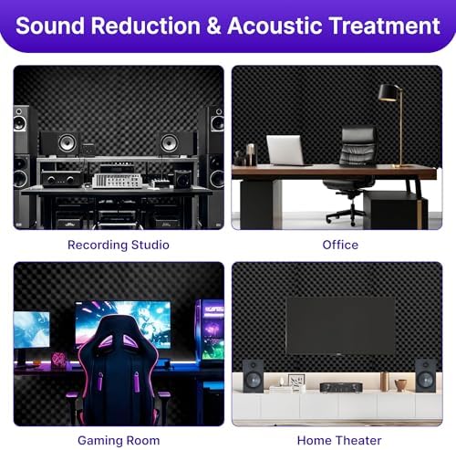 1 Pack Sound Proof Foam Panels for Walls, 48" x 24" x 2" Self-Adhesive Acoustic Panels, High Density Egg Crate Sound Dampening Panels for Recording Studio, Home Office - Image 5