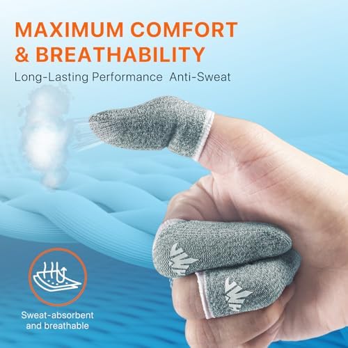 JWH Ultra-Thin Silver Fiber Gaming Finger Sleeves,Blue Thumb Sleeves Gaming Cots,10 Pack Gaming Finger Gloves for PUBG,with Storage Box,High Sensitivity,Anti-Slip,Fundas para Dedos Gamer - Image 6