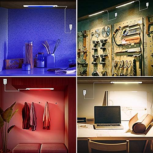 LUXSWAY Plug in Color Changing Led Bar Light,Led RGB Strip Light with Remote,Super Bright Under Cabinet Lighting,Multicolor Stick On Lights for Under Counter, Desk,Cupboard, Room (18 Inch) - Image 4