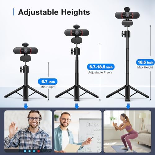 EMEET C960 4K Webcam with Tripod, 3 Adjustable Height, 360° Swivel Head - Image 2