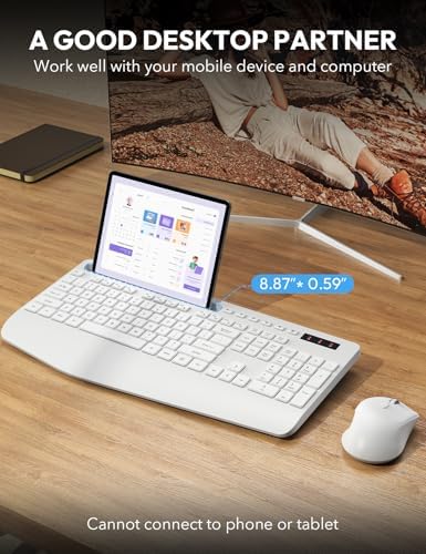 SABLUTE Wireless Keyboard and Mouse Combo, Full Size, Ergonomic Wrist Rest - Image 3