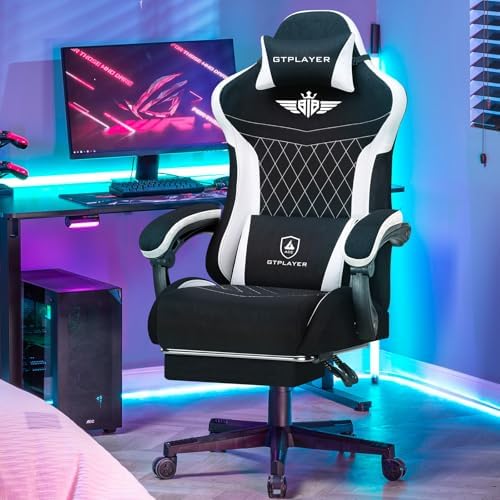 GTPLAYER Gaming Chair with Foot Rest & Pocket Spring Cushion, Ergonomic High Back Computer Desk Chair with Headrest & Lumbar Support for Back Pain Relief, Lividity - Image 2