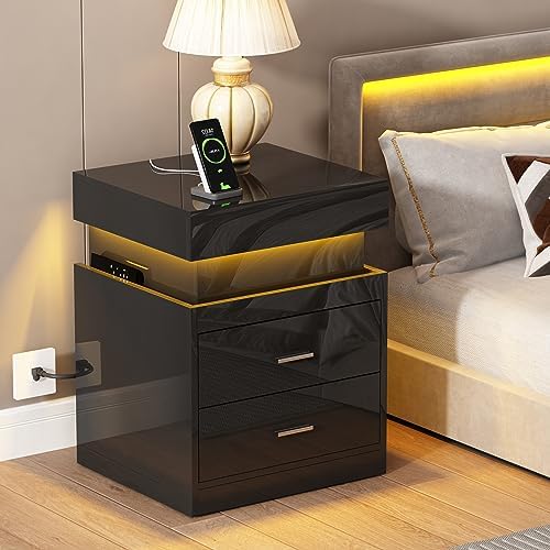 ChooChoo LED Nightstand with Charging Station and Sliding Storage - Image 7