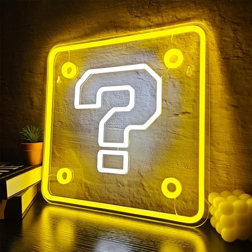 Question Block Neon Sign,Question Square Led Gamer Neon Light USB Powered Led Night Lights for Game Room Wall Decor,Man Cave,Teen Boy Room Decor,Gamer Gifts for Boys, Kids - Image 2