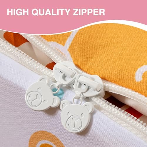 A Nice Night Zipper Bedding Cartoon Rainbow Bedding Set with Smile Sun Printed Zippered Kids Comforter Set,Twin,White - Image 5
