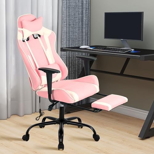 Gaming Chair, High Back PU Leather Gaming Chairs Computer Chair with Headrest & Lumbar Support, Height Adjustable Wide Seat Gaming Chairs for Adults, Game Chair with Footrest & Armrest by HaiputWam