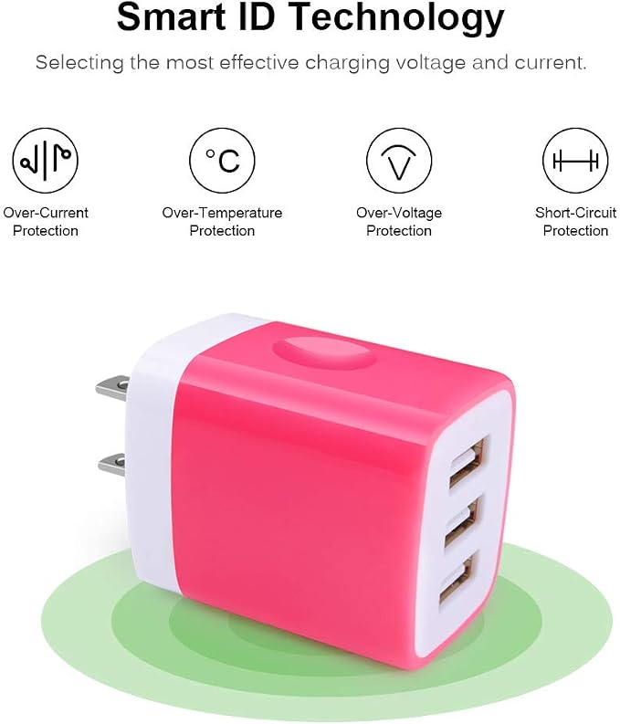 Wall Charger Adapter,USB Cubes,3Pack Universal Travel 3.1A 3 Muti Port - Image 4